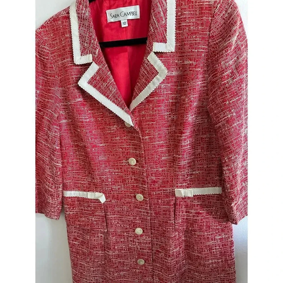 SARA CAMPBELL Women's Pink Long Sleeve Button Front Long Blazer Coat Size 12 - Picture 2 of 8